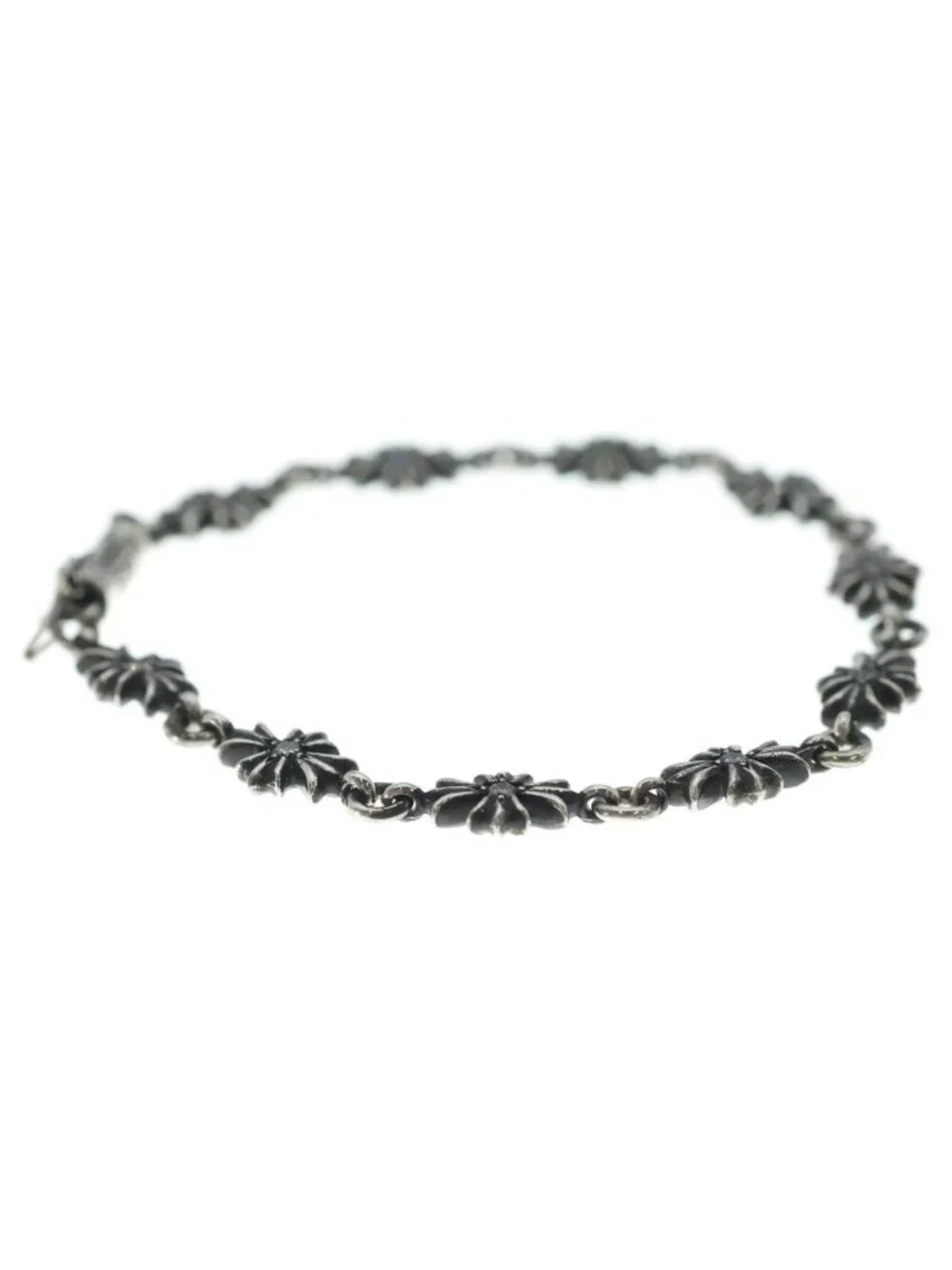 Chrome Hearts Tny CH Pls P Dia Tiny Ech Plus Pave Diamond Silver Bracelet